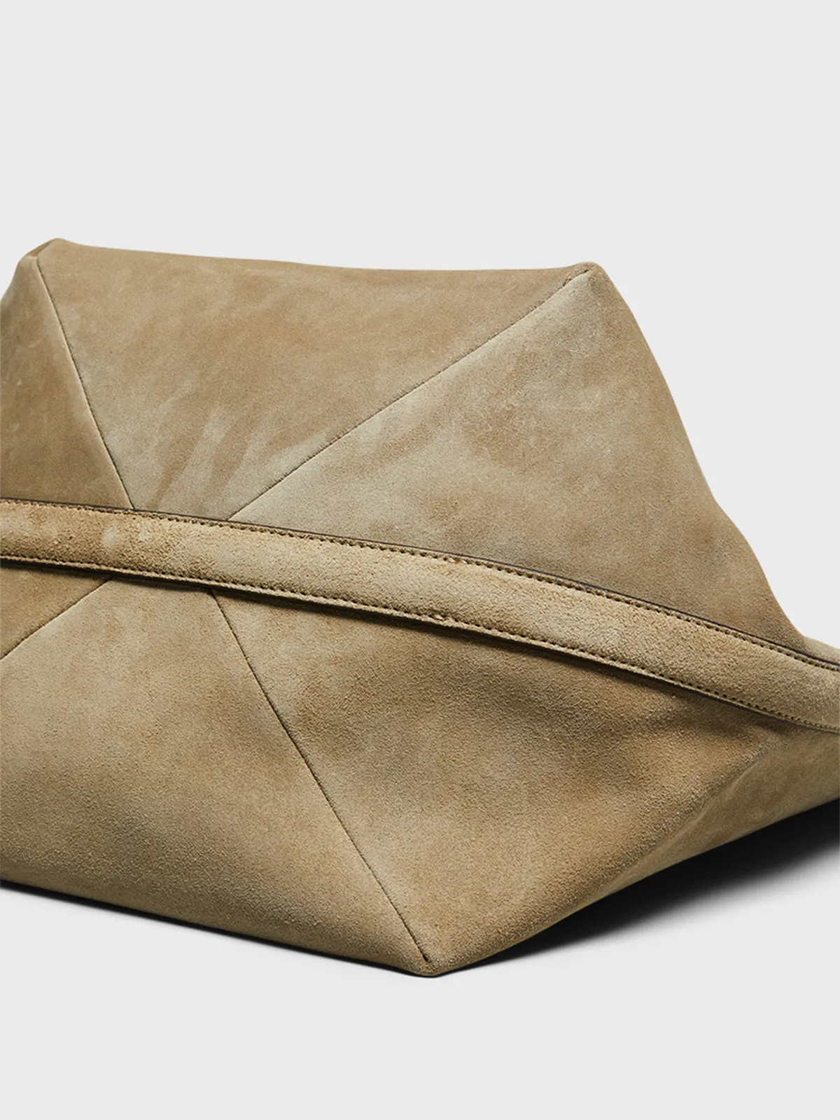 Suede Belted Tote Bag in Desert