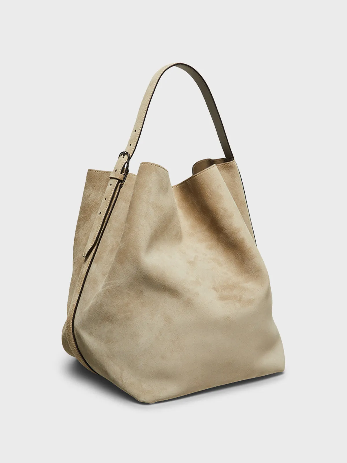 Suede Belted Tote Bag in Desert