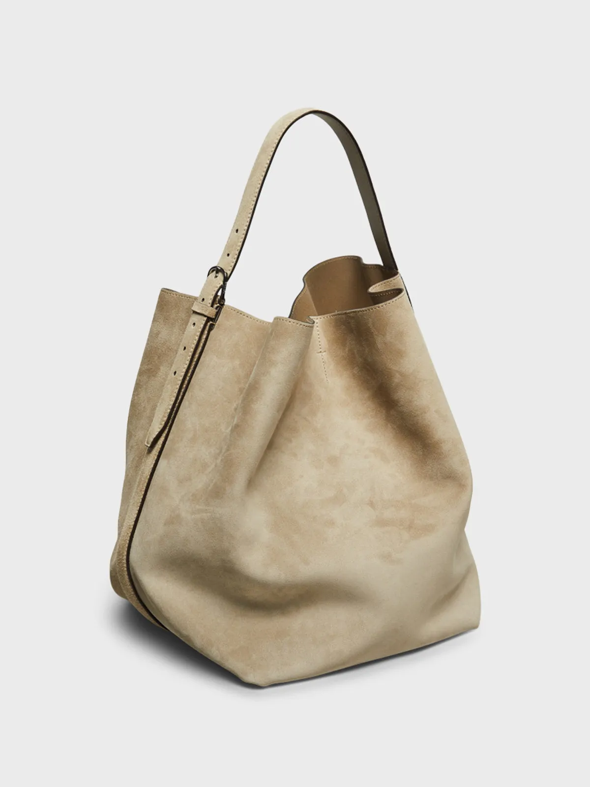 Suede Belted Tote Bag in Desert