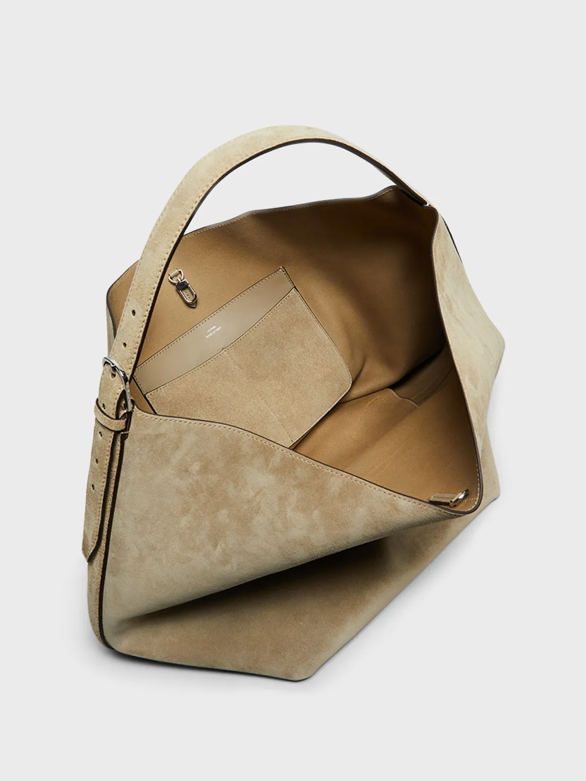 Suede Belted Tote Bag in Desert