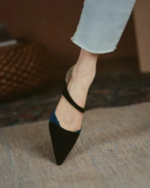Suede Colorblock Pointed Toe Heels