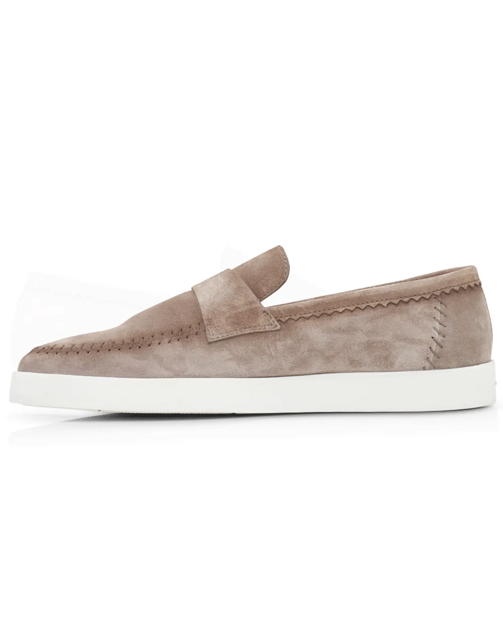 Suede Stitched Dowdy Loafer in Taupe