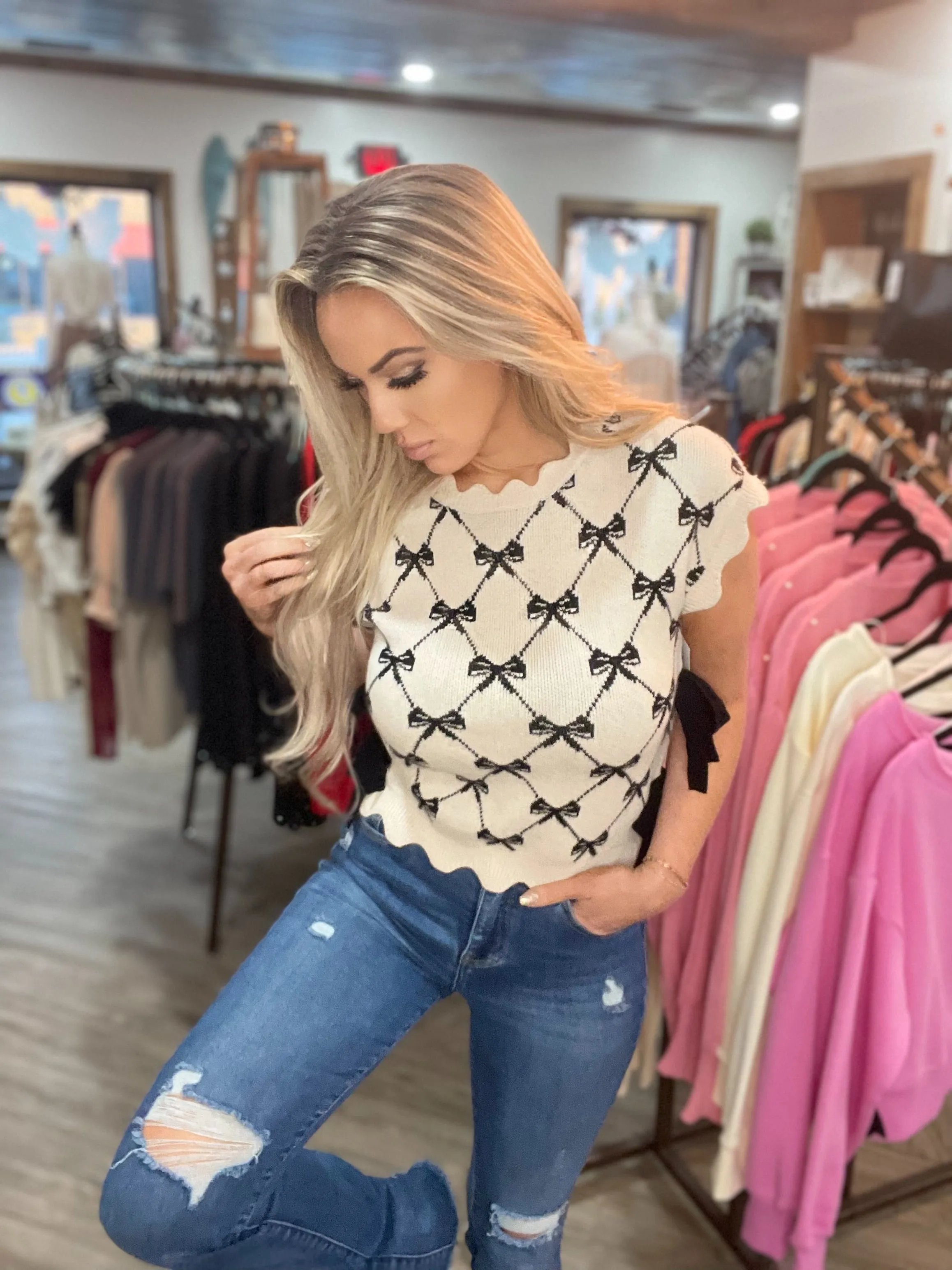 Sweet & Chic Bow Knit Pullover – Khaki