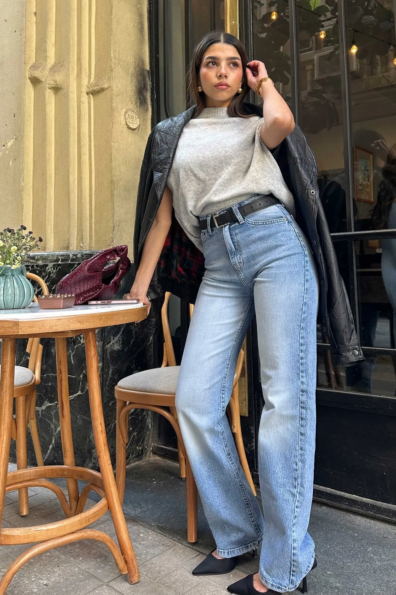 Ultra - Comfort Straight Jeans – High-Waist Stone Blue Jeans