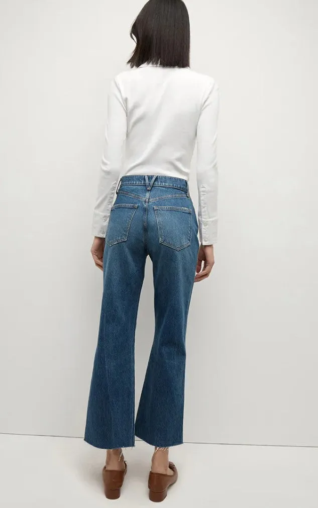 Veronica Beard Dylan Straight leg raw hem jean