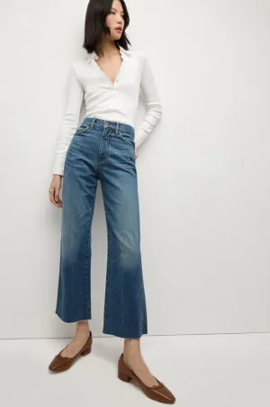 Veronica Beard Dylan Straight leg raw hem jean