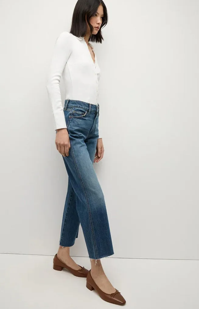 Veronica Beard Dylan Straight leg raw hem jean