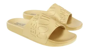 Versace Jeans Couture Gold Signature Embossed Pool Slide- EU SIZE 44