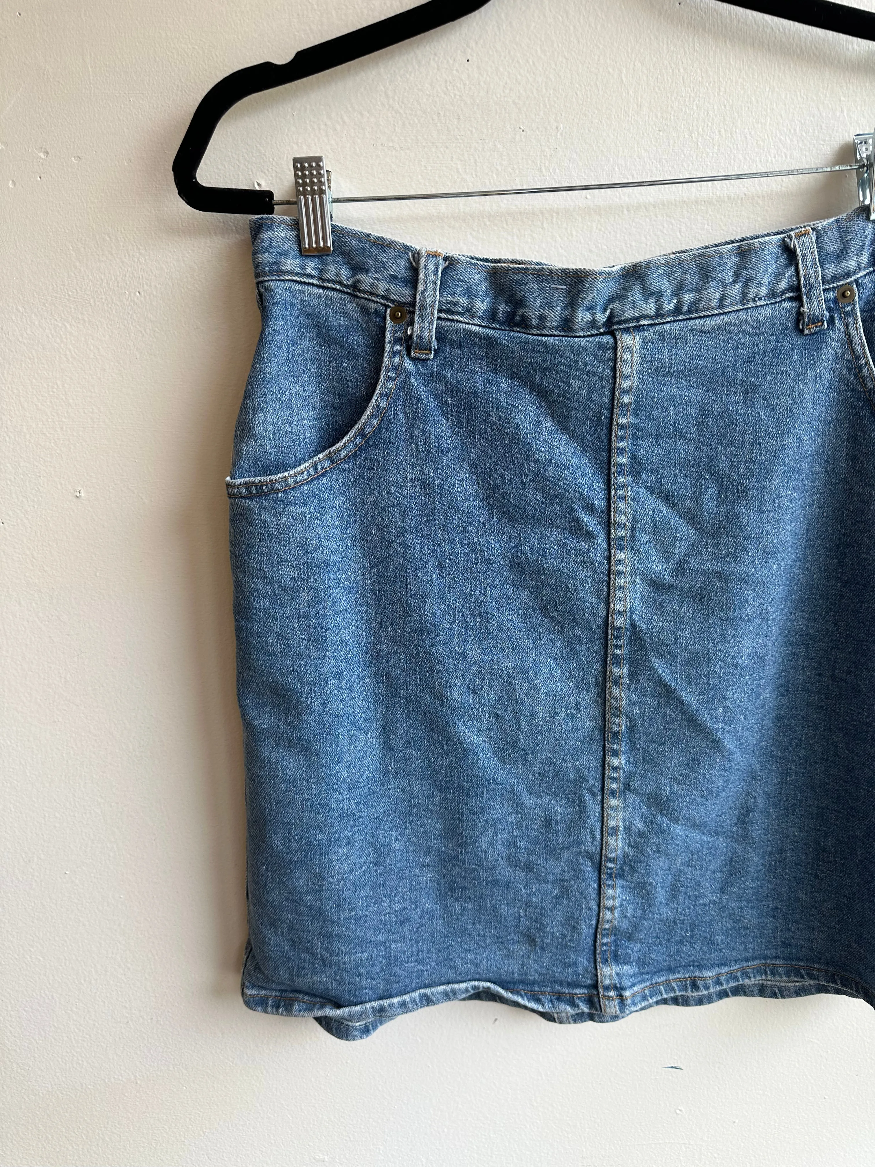 Vintage 80s Denim Mini Skirt | Size 14