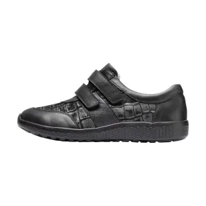 Waldlaufer Wide fitting M Ladies Black Trainers Leather Strap Over M-Ira