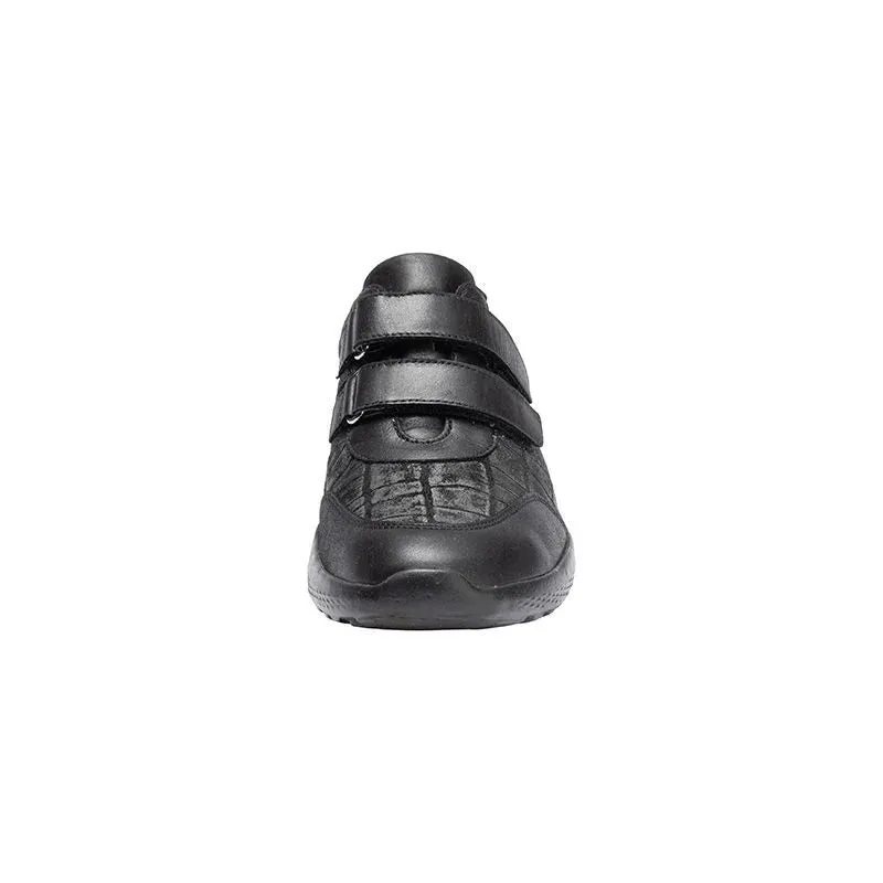 Waldlaufer Wide fitting M Ladies Black Trainers Leather Strap Over M-Ira