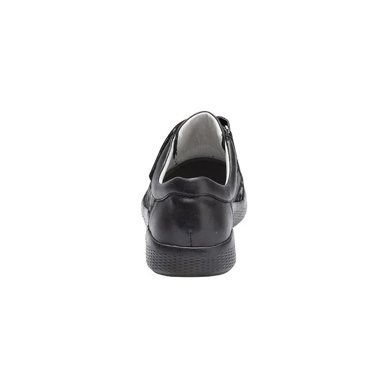 Waldlaufer Wide fitting M Ladies Black Trainers Leather Strap Over M-Ira