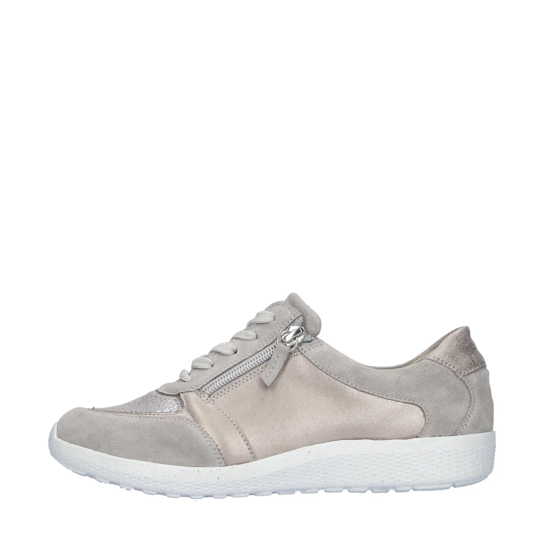 Waldlaufer Wide fitting M Ladies Grey Trainers Leather Stretch M-Ira