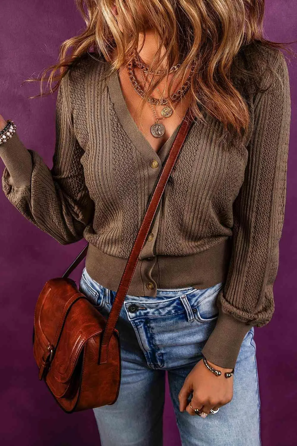 Warm Go-To Button Up V Neck Cardigan