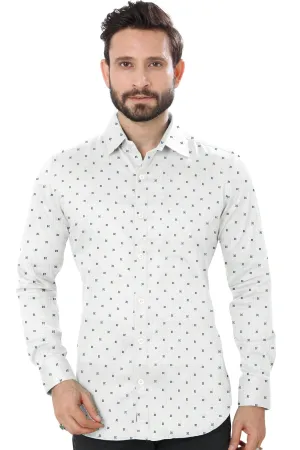 White Printed Casual Cotton Shirt