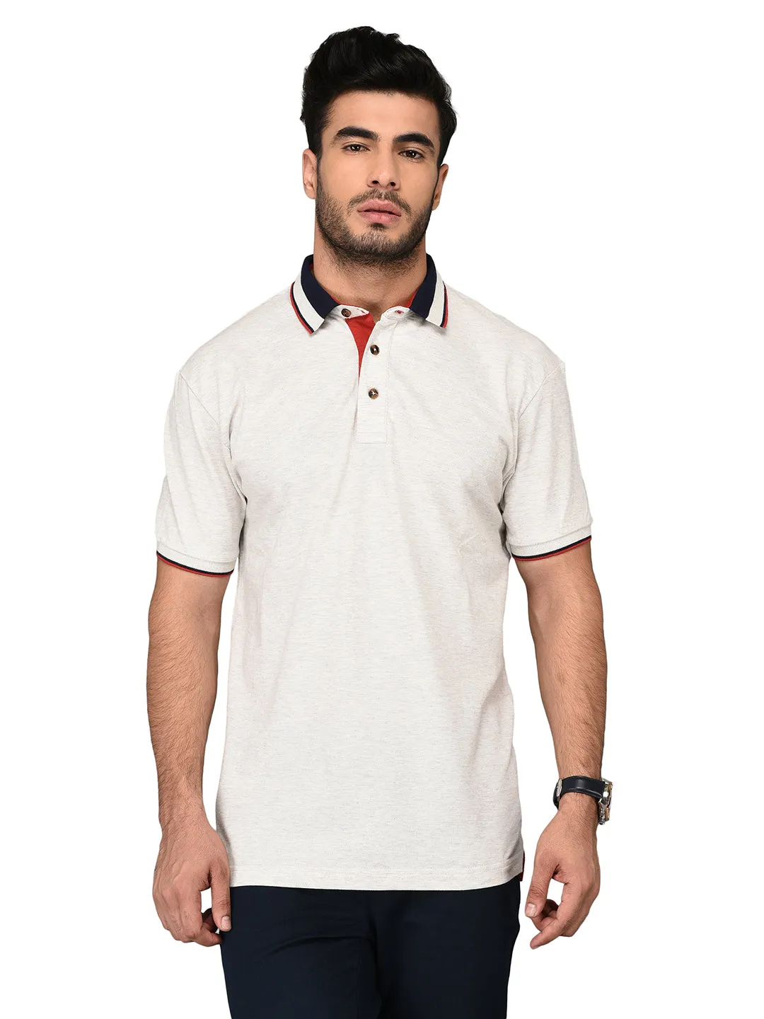 White Slim Fit Polo T-shirt | JadeBlue