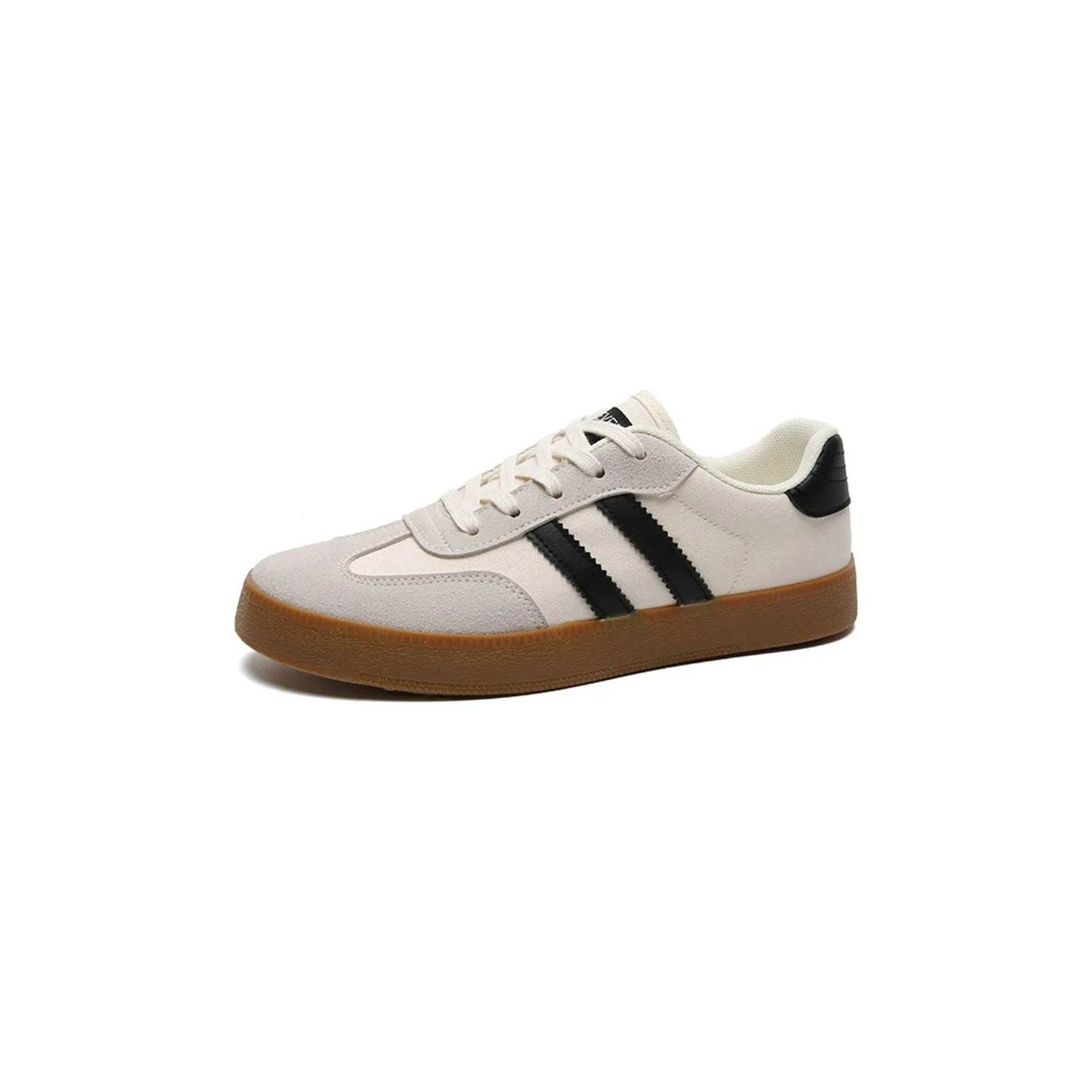 White Striped Lace Up Flat Sneakers