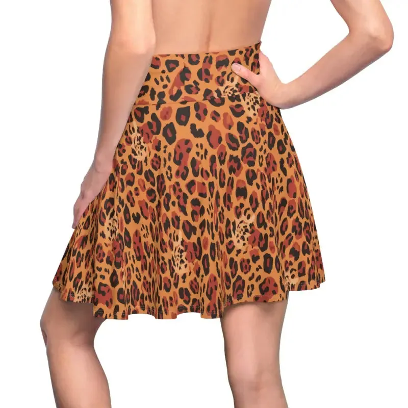 Wild Leopard Print Skater Skirt