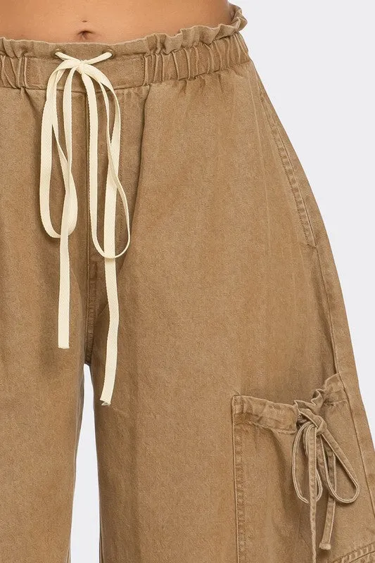 WOMEN Urban Chic Drawstring Denim Cargo Pants