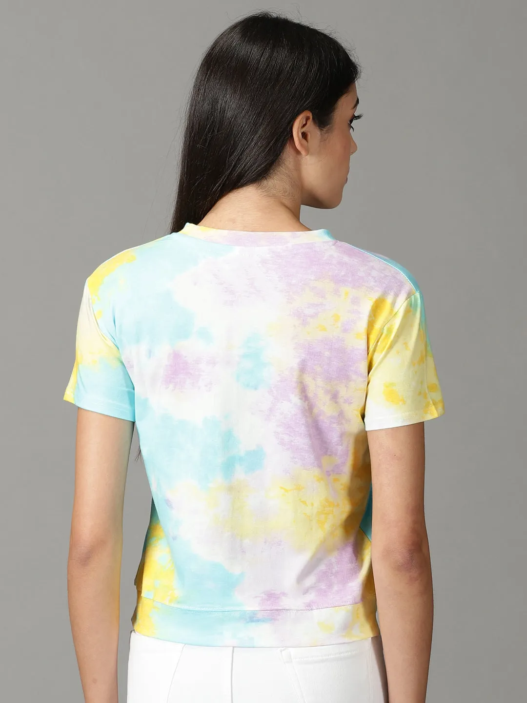 Women Yellow Print Crop Top
