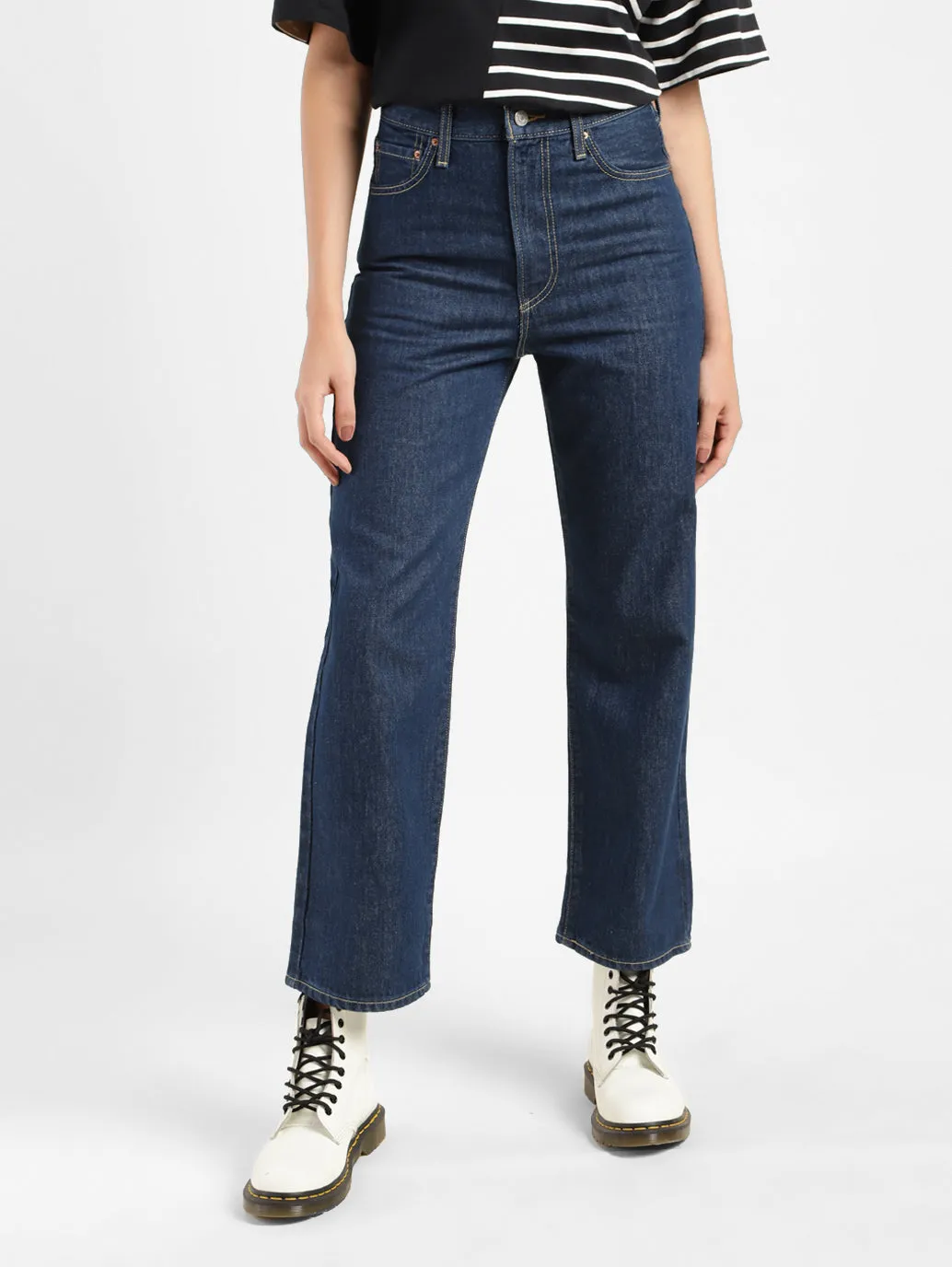 Women's 312 Navy Blue Straight Fit Mid Rise Jeans