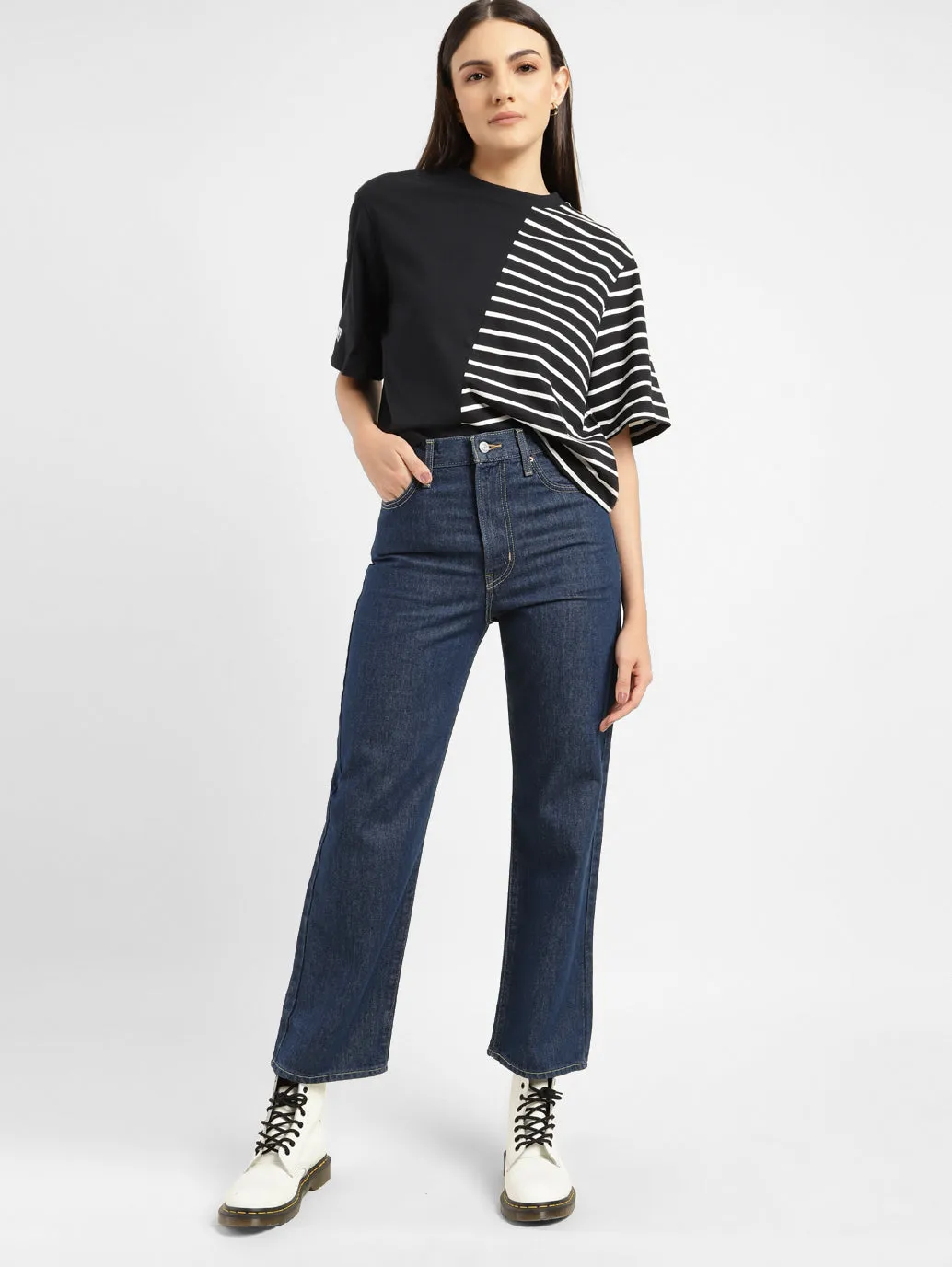 Women's 312 Navy Blue Straight Fit Mid Rise Jeans