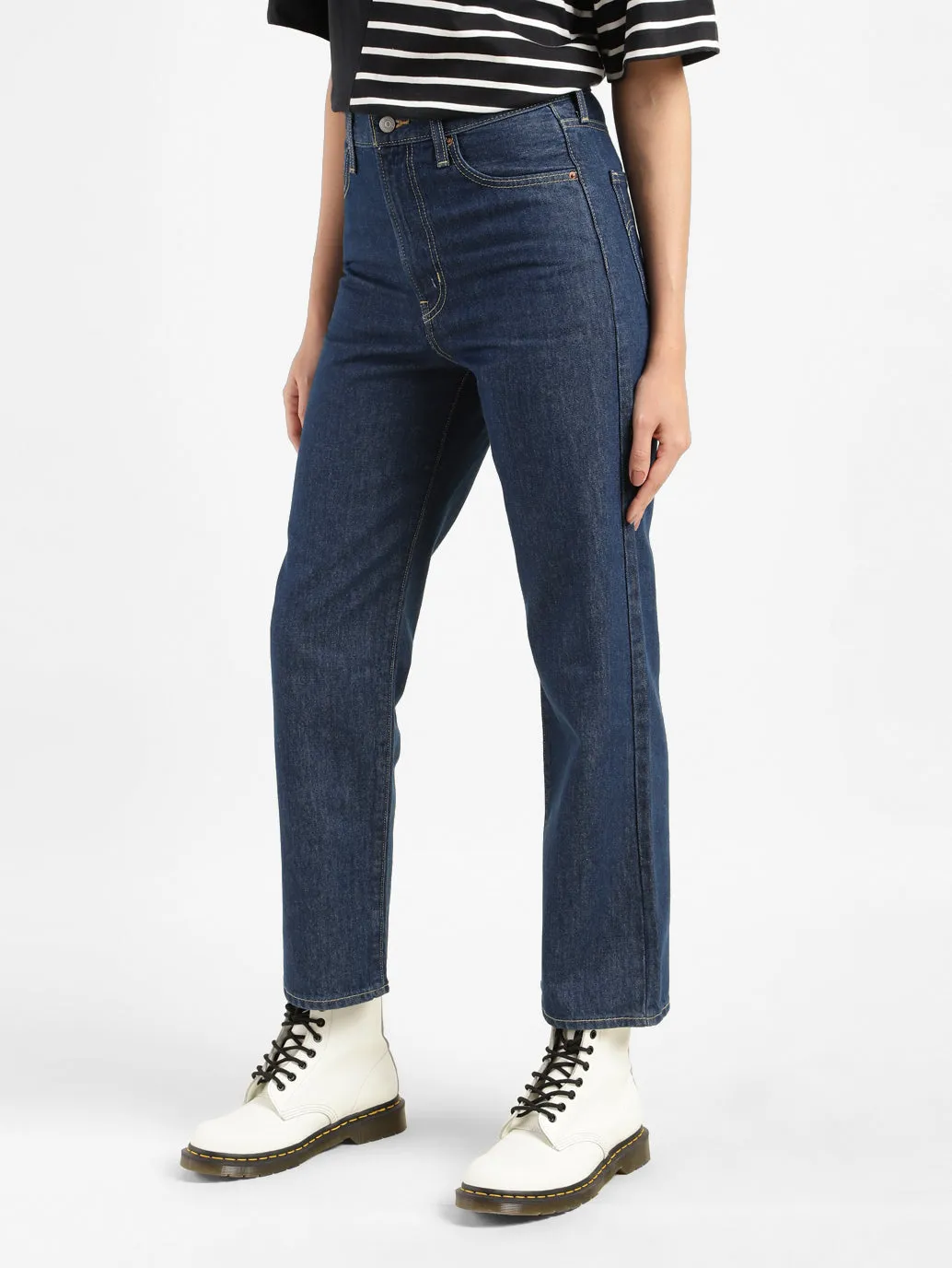 Women's 312 Navy Blue Straight Fit Mid Rise Jeans