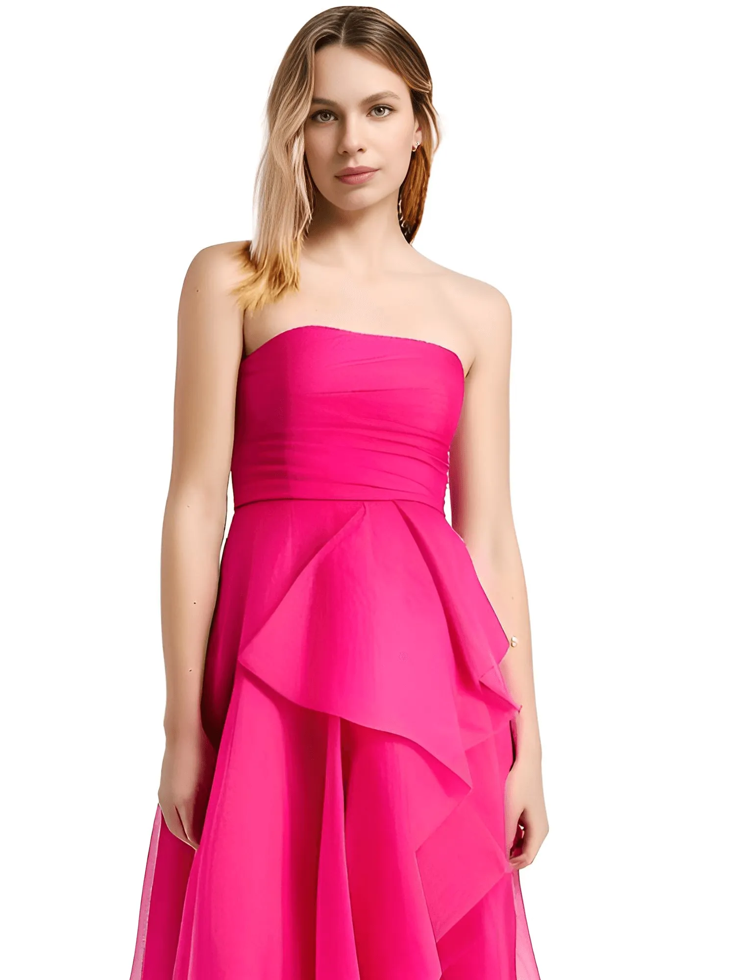 Women's A-Line Strapless Maxi Dress With Side High Split