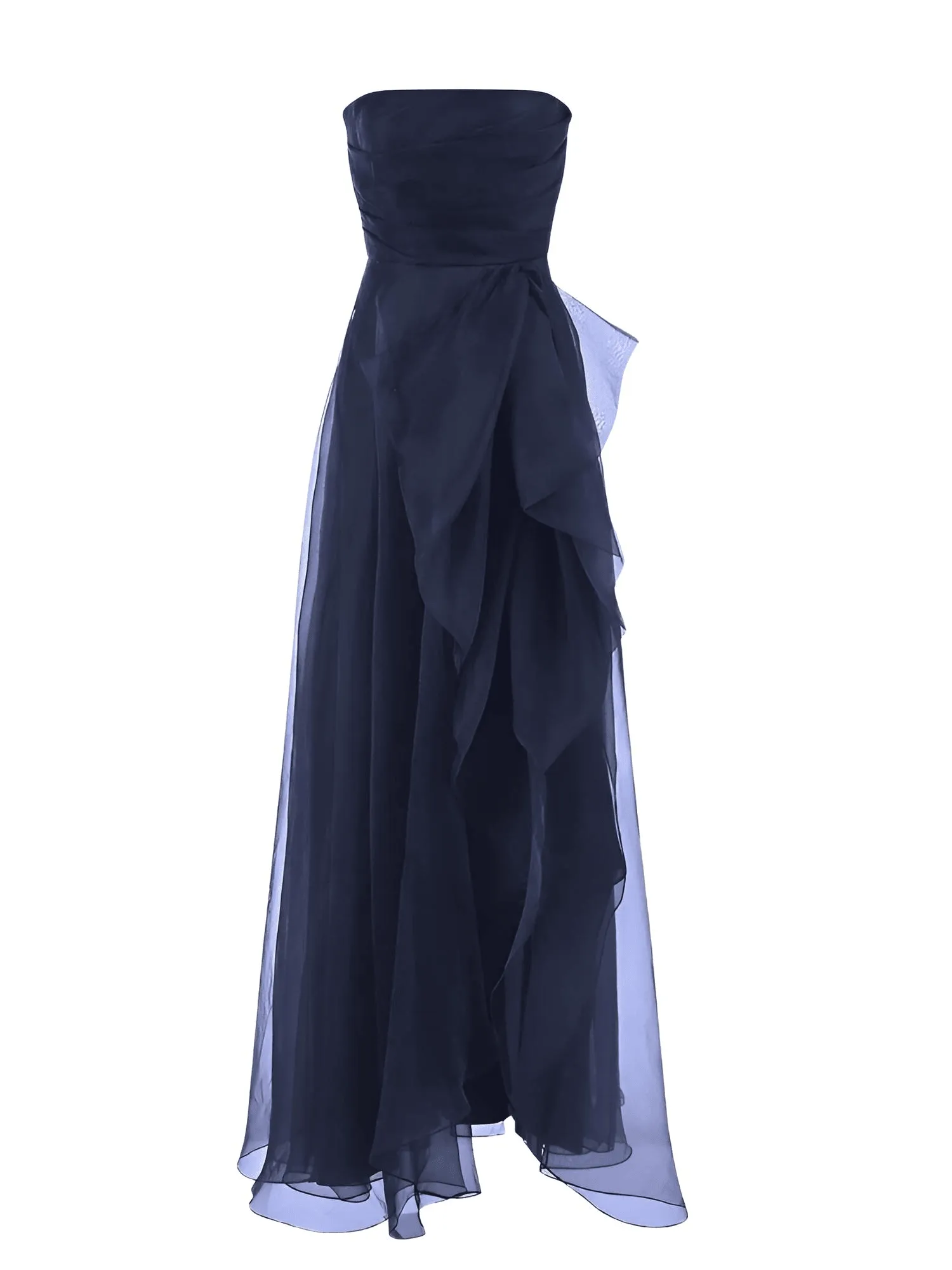 Women's A-Line Strapless Maxi Dress With Side High Split