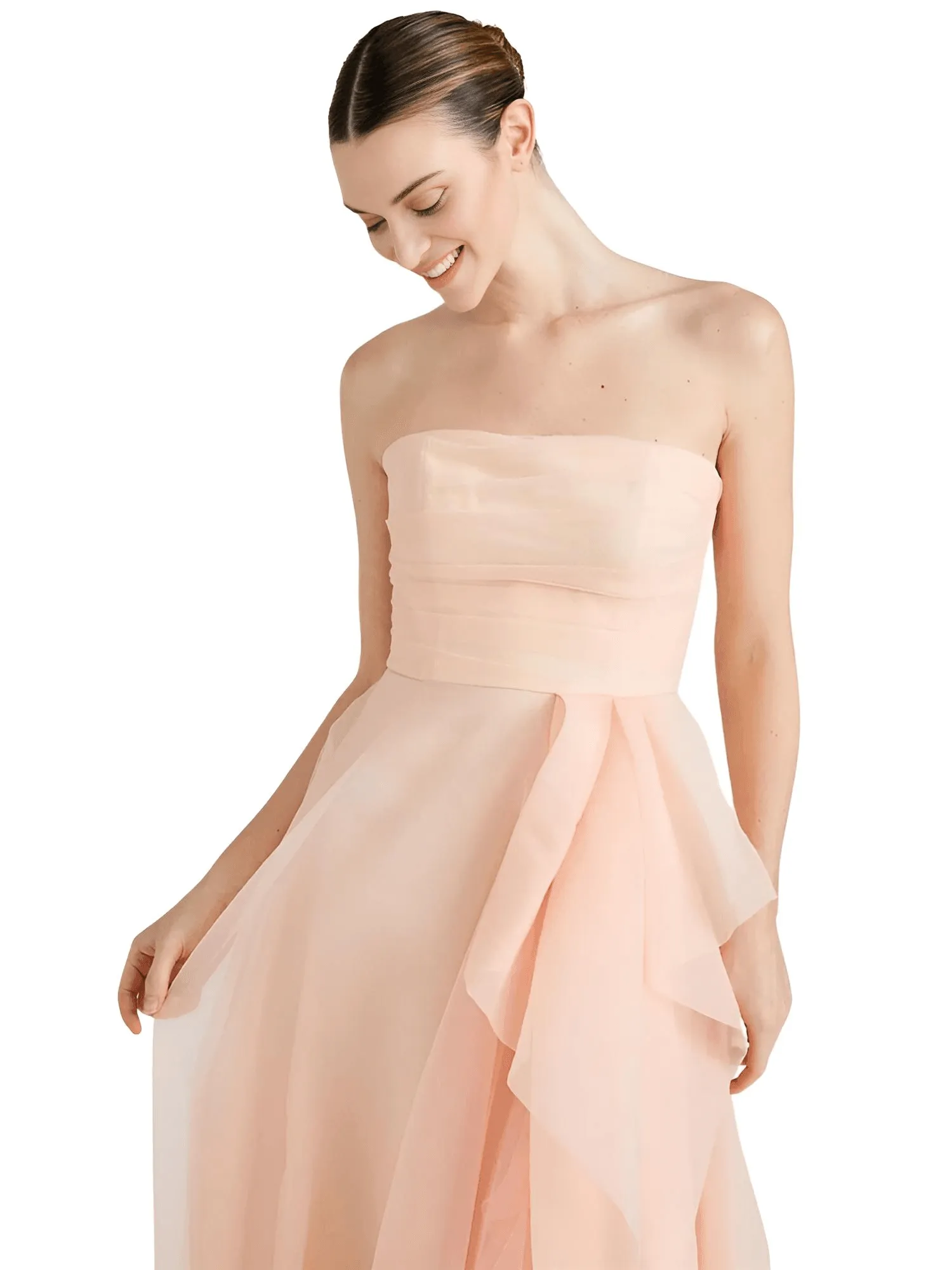 Women's A-Line Strapless Maxi Dress With Side High Split