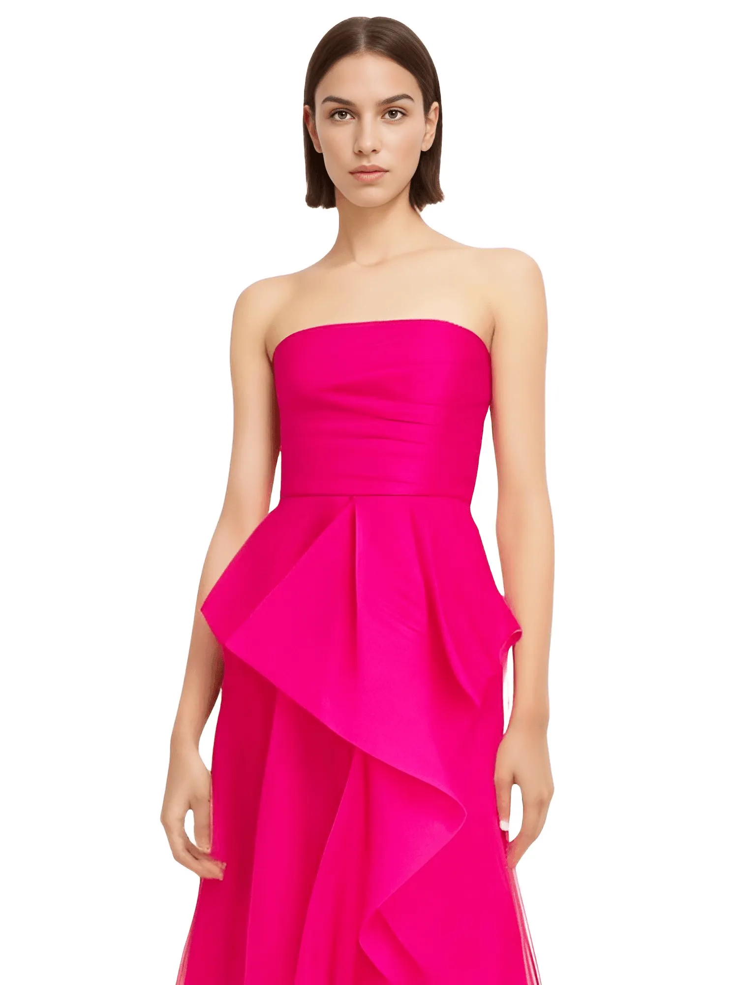 Women's A-Line Strapless Maxi Dress With Side High Split