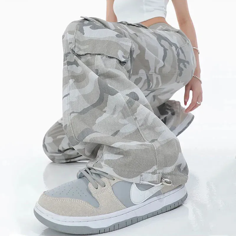 Women's Camouflage Cargo Pants Hip Hop Oversized Streetwear Spring Autumn Straight New Wide Leg High Street Fashion Casual Trousers