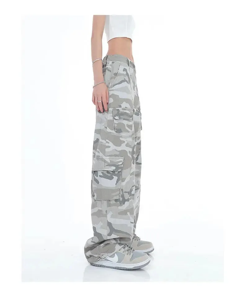 Women's Camouflage Cargo Pants Hip Hop Oversized Streetwear Spring Autumn Straight New Wide Leg High Street Fashion Casual Trousers
