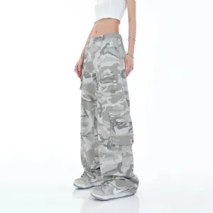 Women's Camouflage Cargo Pants Hip Hop Oversized Streetwear Spring Autumn Straight New Wide Leg High Street Fashion Casual Trousers