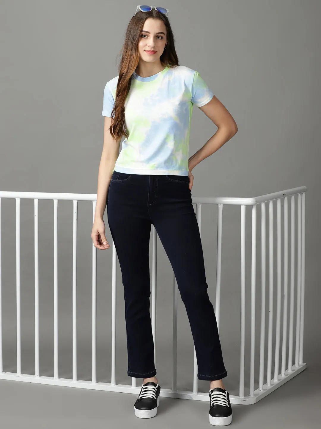 Women's Lime Green Tie Dye Top