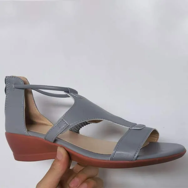 Women'S Vintage Wedge Leather Sandals 09805941