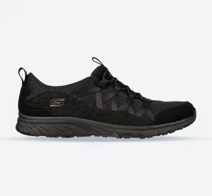 Women's Wide Fit Skechers 104281 Gratis Sport Live Golden Trainers - Black