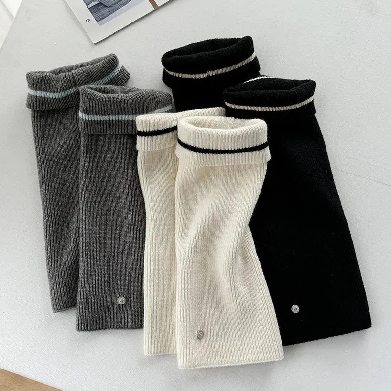 Wool Leg Warmers with Metal Buckle  Y2K Winter Calf Leggings & Foot Protector for Lolita, Japanese JK, and Harajuku Style