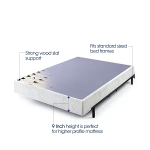 Zinus Walter 9 Inch High Profile Metal Smart Box Spring / Mattress Foundation / Wood Slat Support / Easy Assembly, Queen