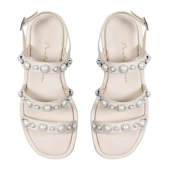 Zoe Off White | Pearl embellished sandal