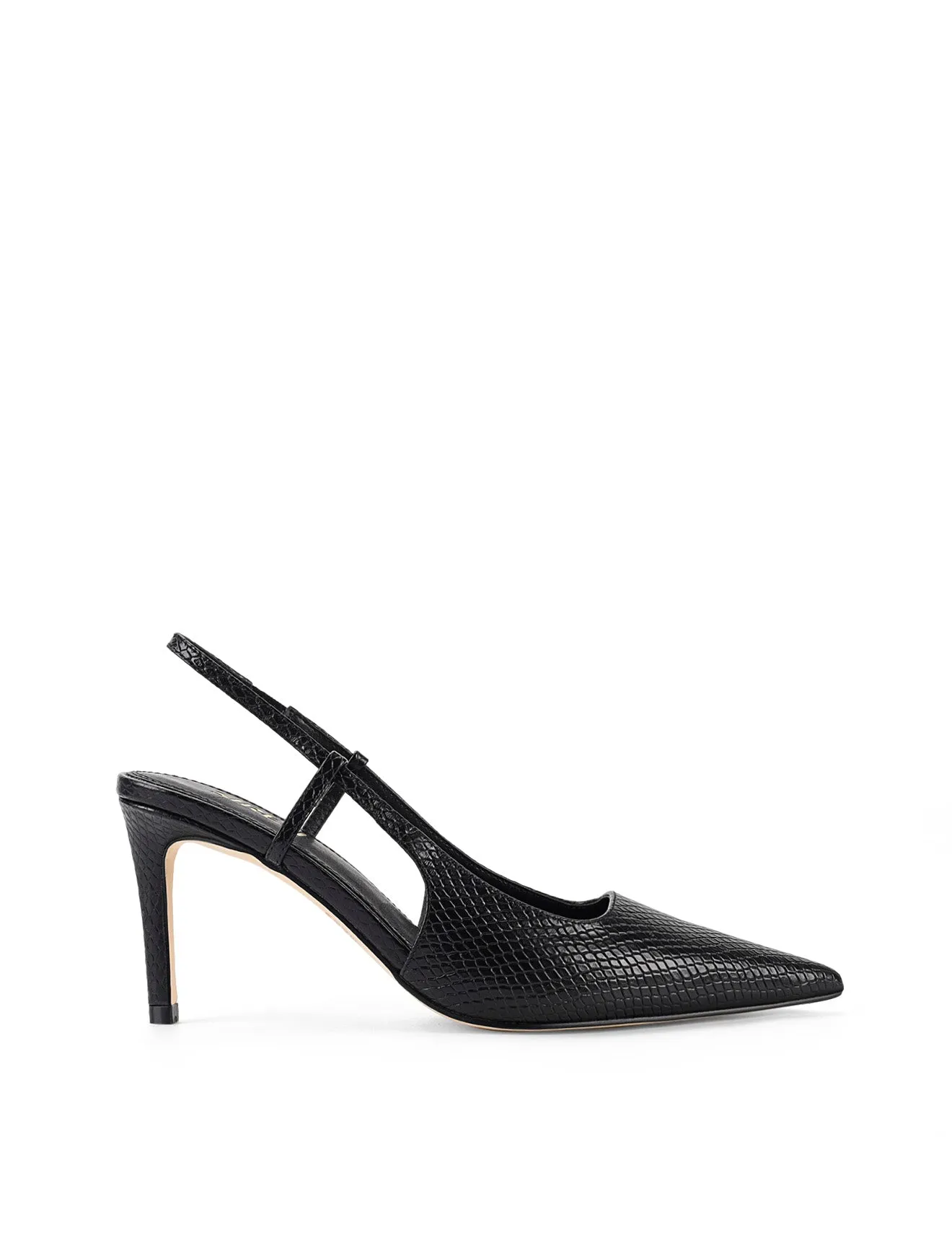 Zuko Slingback Heels - Black Snake Leather