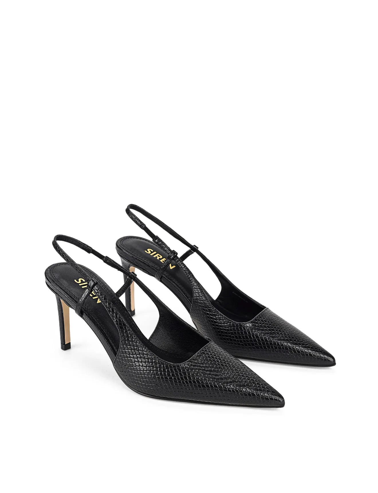 Zuko Slingback Heels - Black Snake Leather